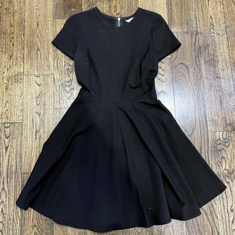 DIANE VON FURSTENBERG Ivana Fit and Flare Dress Black Ponte Stretch DVF Size 4